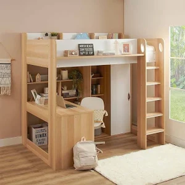 Flair Ava High Sleeper Bed with Desk, Wardrobe, and Storage