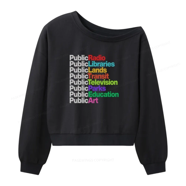 Pagewings Public Libraries Women Off Shoulder Sweatshirt