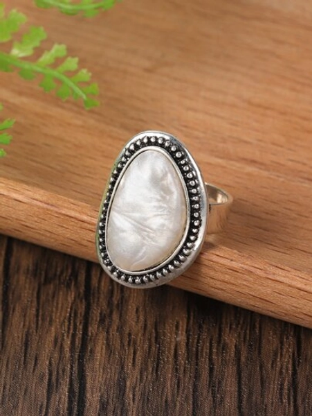 1pc Elastic Adjustable Geometric Colorful Enamel Ring For Women & Girls, Creative Party/dating Gift