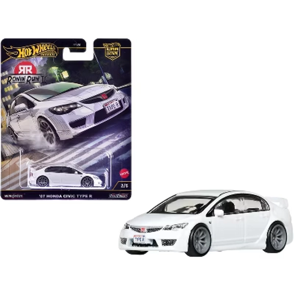 2007 Honda Civic Type R RHD (Right Hand Drive) White "Ronin Run II" Series Diecast Model Cars by Hot Wheels