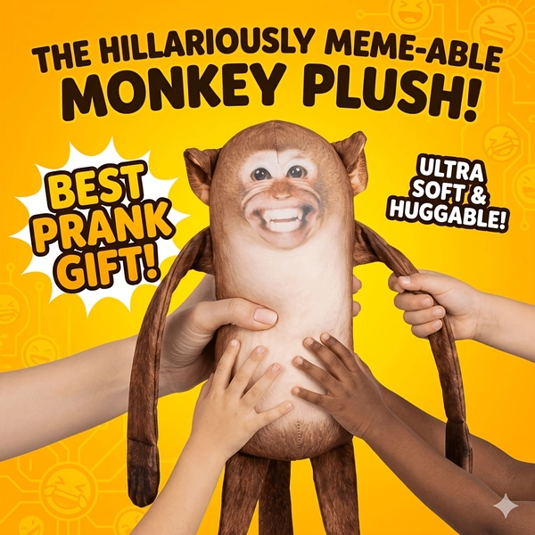 Mischief Monkey Plush With Magnet Inside - 9.8-Inch Hanging Prankster For Fridge Fun & Surprise Animal Decor, Office Game Gag Meme Gift Or Playful Accessory For Monkey Business Enthusiasts!
