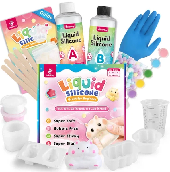 Taba Squishy Kit – Kit de squishy en caoutchouc plus grand de 947,2 g avec guide, 44 pièces sans bulles et durcissement complet plus rapide – Kit FuFu