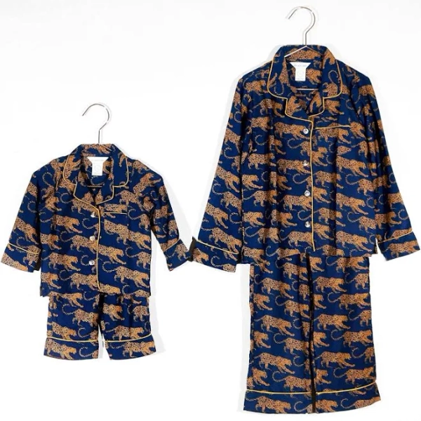Abroad Modern Kids' Washable Silk Leopard Pajamas