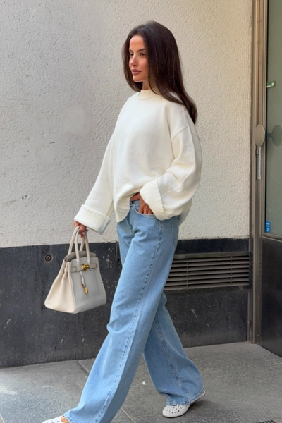 Folded Sleeve Knitted Sweater