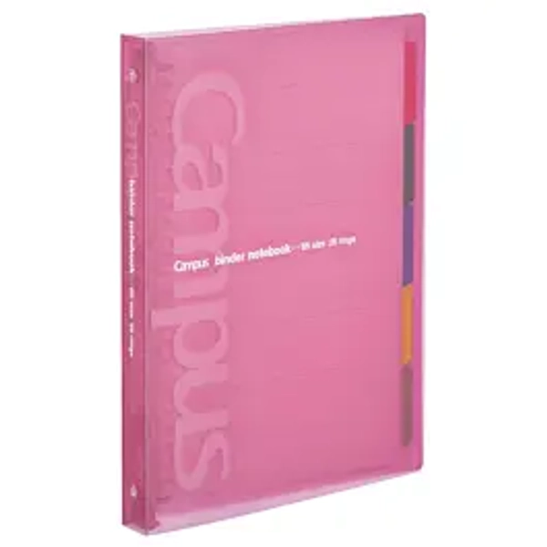 Carpeta cuaderno recargable anillas rayadas rosa Campus Kokuyo B5