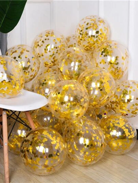 10pcs 12inch Gold Confetti Latex Balloon Glitter Clear Transparent Helium Balloon Wedding Birthday Party Decorations -  