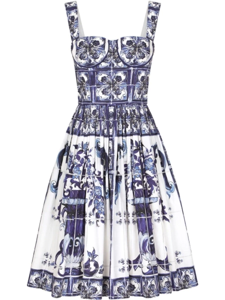 Dolce & Gabbana robe-bustier mi-longue à imprimé Majolica | 48