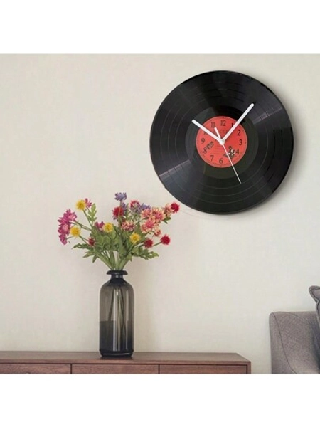 Vintage Vinyl Record Design Creative Wall Clock, Luxury Hanging Clock For Cafe, Bar, Desk Decor, Silent Quartz Clock, Artistic Desktop Decoration, Home Decor, Room Decor, Gift For Birthday, Graduation, Bedroom, Dorm, School - Size one-size