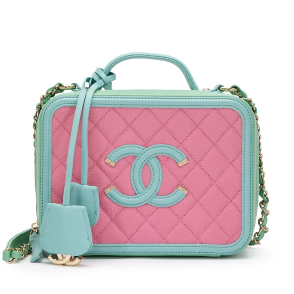 Chanel Multicolor Quilted Caviar Small CC Filigree Vanity Case Pale Gold Hardware, 2019 Available For Immediate Sale At Sotheby’s