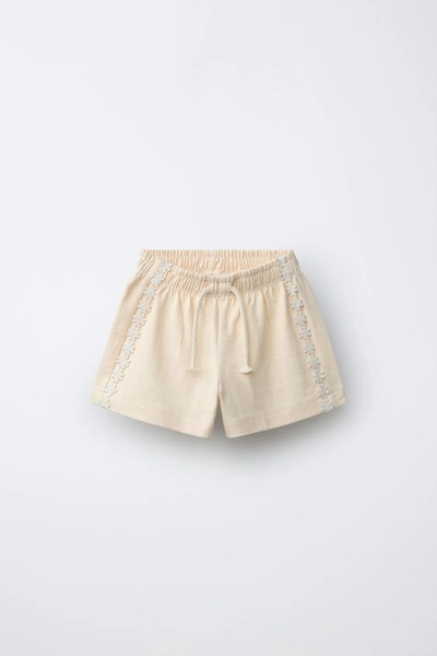 HEAVY WEIGHT FLORAL PLUSH SHORTS - Mid-ecru - 1½ years (33,9 INCHES)