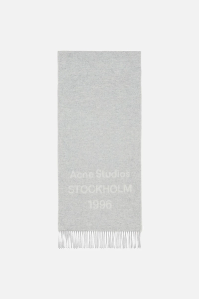 Logo scarf - Wide - Light Grey Melange / White