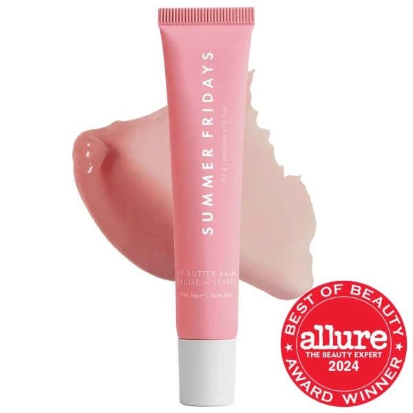 Summer Fridays Lip Butter Balm Treatment for Hydration + Nourishing Shine Pink Sugar - sheer light pink .5 oz / 15 g