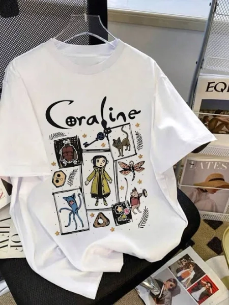SHEIN Women's Casual Round Neck Short Sleeve Cartoon Print T-Shirt