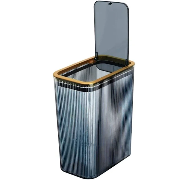 Transparent Trash Can, Bathroom Trash Cans With Lids, 2.6 Gallon Garbage Can For Bedroom, Office, Plastic Slim Waste Basket With Press Top Lid, 10L