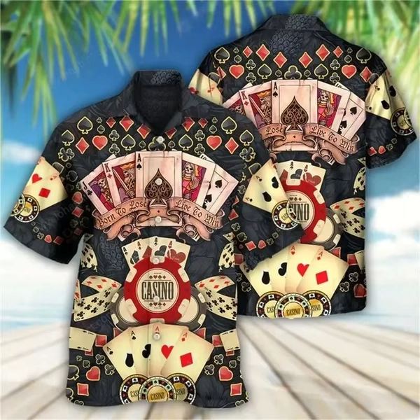 Casino Poker Dice Pattern Beach Shirt For Men Money 3D Printed Hawaiian Shirts Holiday Short Sleeve Lapel Top Loose Women Blouse - AliExpress 