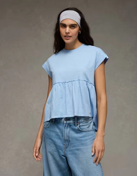 AE Sunchaser Knit Tie Back Babydoll T-Shirt