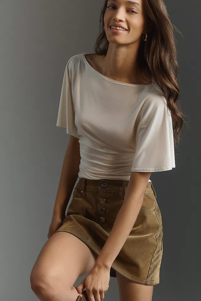 Reformation Avery Knit Flutter Sleeve Top 
