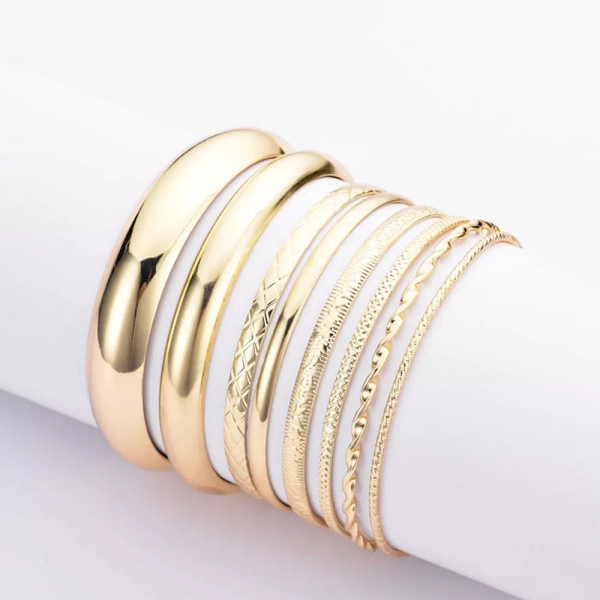 Adornia 14k Gold Plated 7-pc. Bangle Bracelet Set