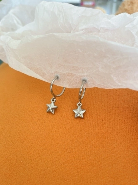 Silver Mini Star Charm Hoop Earrings | Hyunjin - Stray Kids - Fashion Chingu