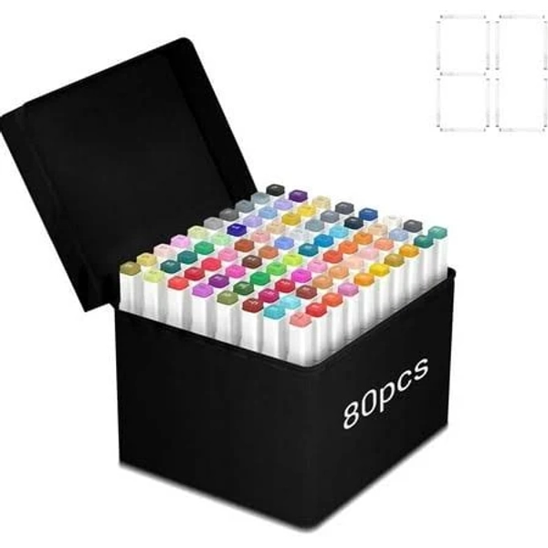 Alcohol Markers, Anunu 80 Colors Dual Brush Tip Art Markers, Coloring Marker, for Book Painting Card Making, Christmas, White