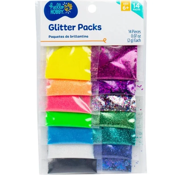 Hello Hobby Multicolor Glitter Packs 14-Pack