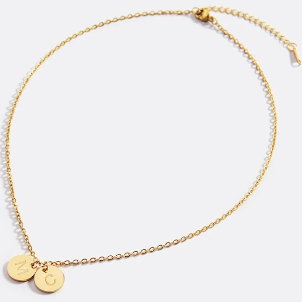 Mint & Lily 18K Gold Plated Dainty Disc Initial Necklace