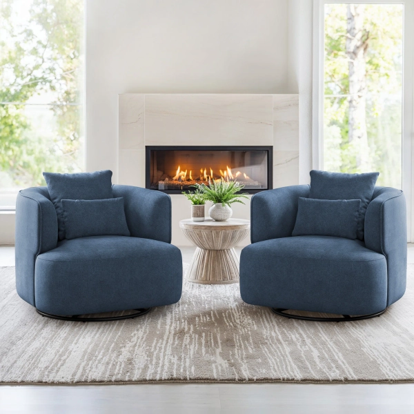 Hokku Designs Darna 32.3" Wide Upholstered Swivel Accent Chair（Set Of 2） & Reviews | Wayfair