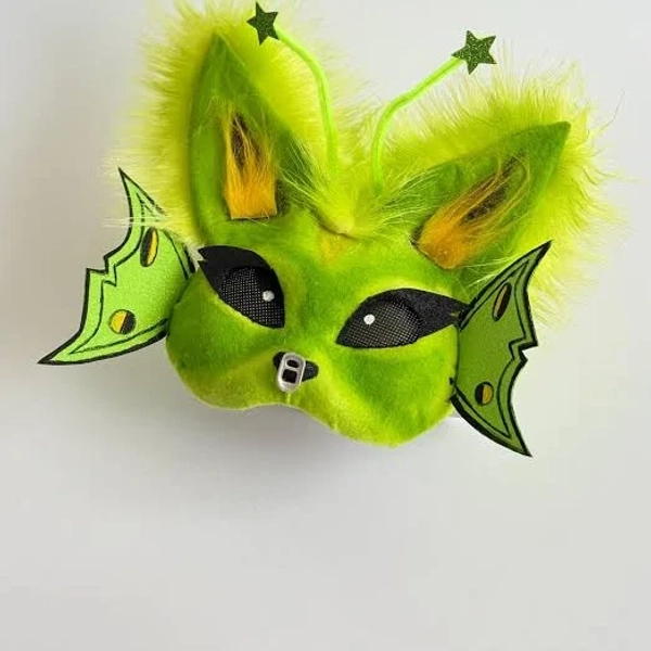 Premade Therian Mask Moon Moth, Blue and Light Green Mask with Wings and Antennas, Gear for Cosplay, Quadrobics and Birthday Gift