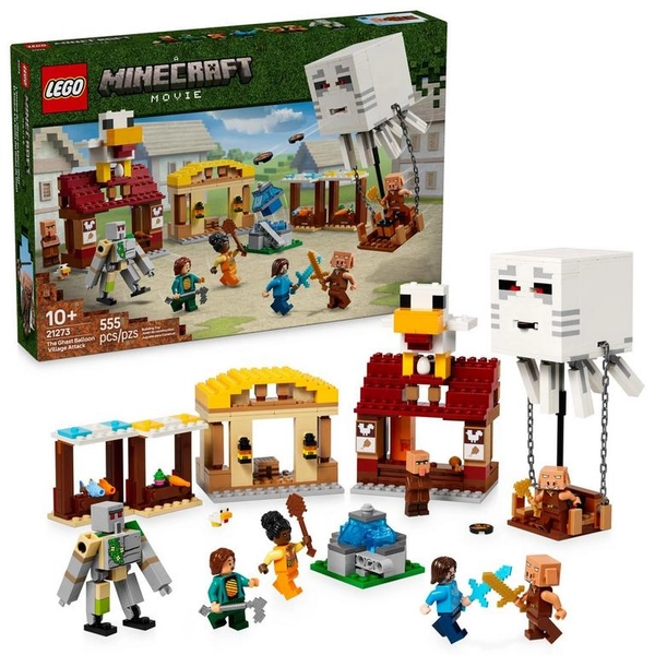 LEGO Minecraft The Ghast Balloon Village Attack Building Playset 21273