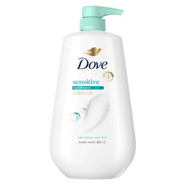 Dove Beauty Sensitive Skin Body Wash Pump Gentle Hypoallergenic Formula 24hr Lotion-Soft Skin - 30.6 fl oz