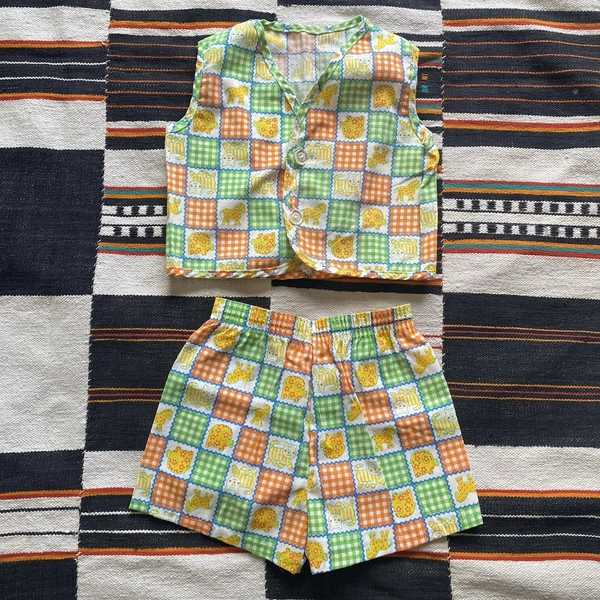 Vintage 60’s/70’s Unisex Short And Vest Set. Never Worn. Deadstock. Kidcore. 24M