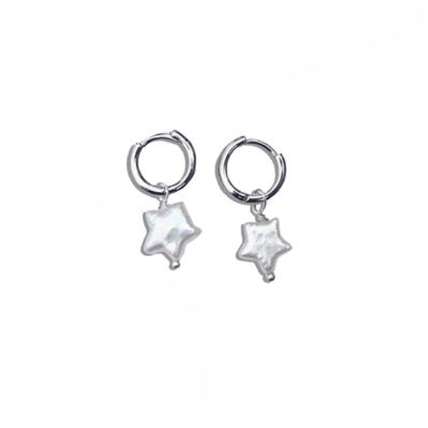 "Star Freshwater Pearl \"Stella\" Hoop Huggie Earrings"