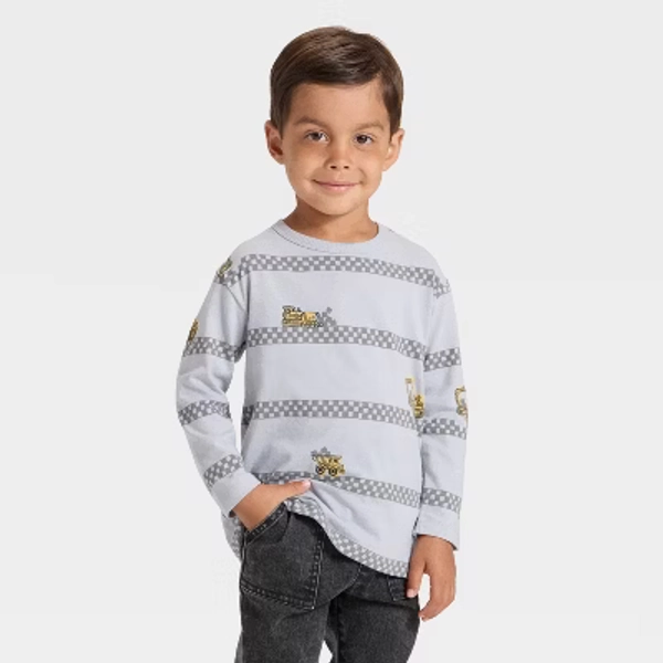 Toddler Boys' Long Sleeve Relaxed T-Shirt - Cat & Jack™ Gray 4T