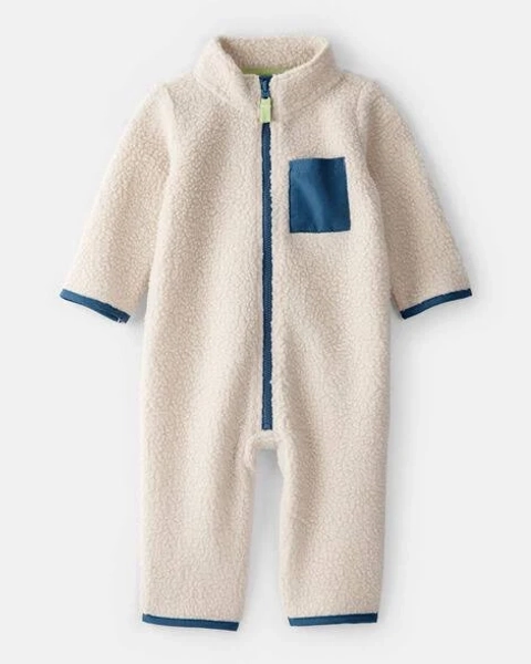 Carter's Baby Boys Color Block Fleece Zip-Up Jumpsuit