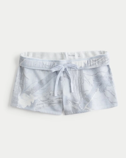 Blue Camo Fleece Mini Shorts