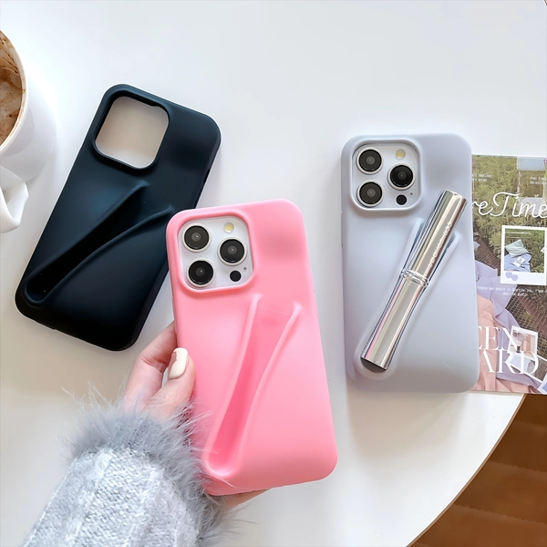 A Trendy Silicone Phone Case with a Lipstick Hole for Iphone, Designed for The Stylish, Functional, And Lightweight Models 16, 15, 14, 13, 12, And 11 Pro Max, Plus.