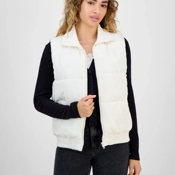 Madden Girl Women's Ribbed-Trim Puffer Vest