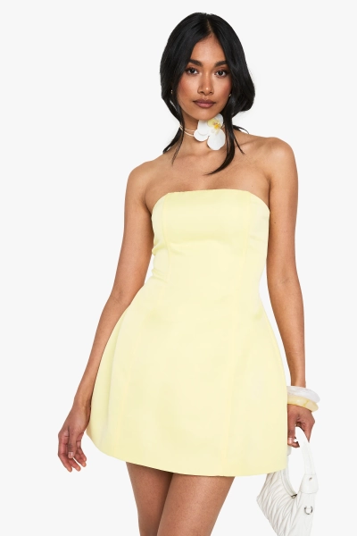 Structured Satin Skater Mini Dress