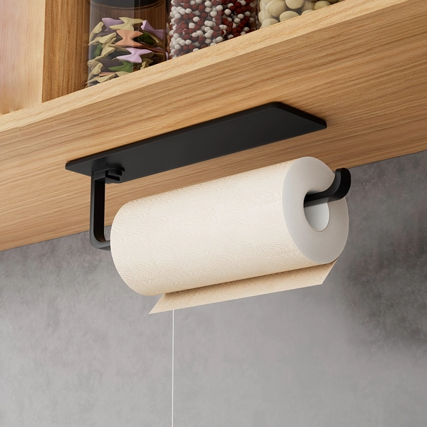 [Space-Saving | No Drill] 1pc Space-Saving Paper Towel Holder | No Drill Installation, Sturdy Plastic, Contemporary for Home & Commercial