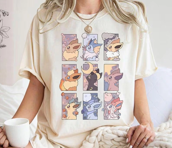 Eeveelutions Pokemon Comfort Colors Shirt, Eevee Evolutions Tee, Pkm Gift, Vaporeon Jolteon Flareon Umbreon Espeon Leafeon Glaceon Sylveon