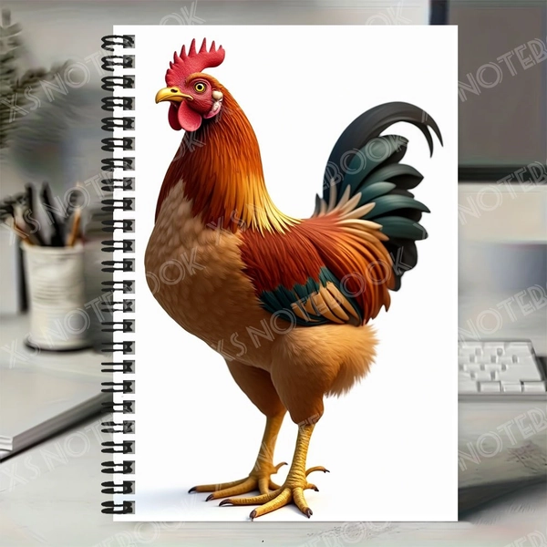 1 Adorable and Realistic Rooster-pattern Spiral Notebook, a * for Work and Study, Super * and * School Use. with an Exquisite Cover, It's Ideal for Recording Daily Plans and Diaries. An * Gift *
