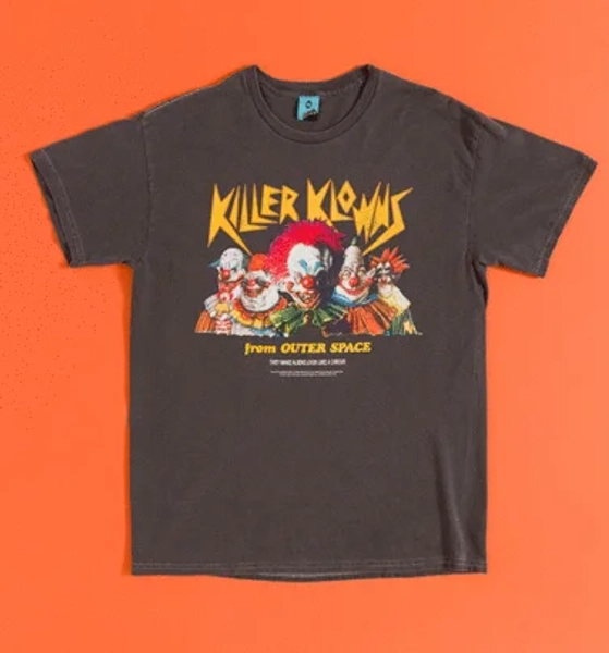Killer Klowns From Outer Space Vintage Wash Charcoal T-Shirt With Back Print