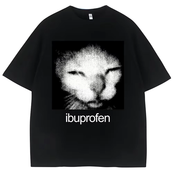 2025 Vintage Funny Ibuprofen Cat Meme Graphic T Shirt Men Women Humor Fashion T Shirts Oversized Casual Streetwear T-shirts - AliExpress 