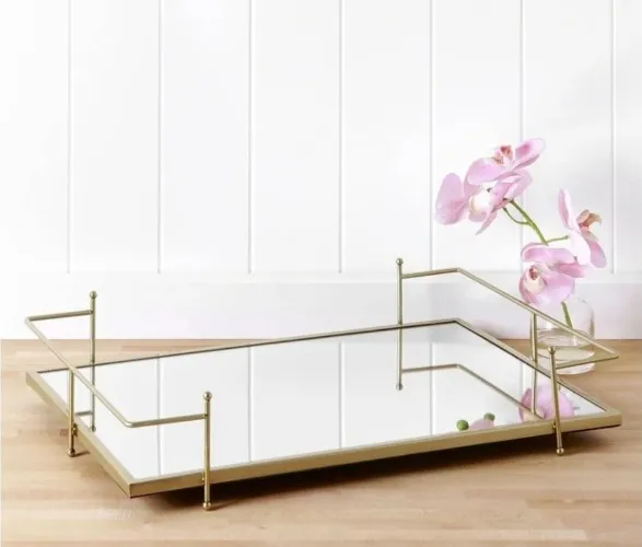 Heritage Roman Mirrored Tray in Gold 50x33cm | MYER