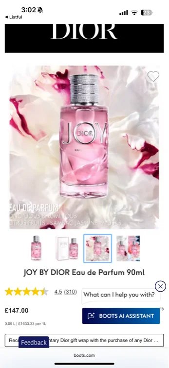 JOY BY DIOR Eau de Parfum 90ml