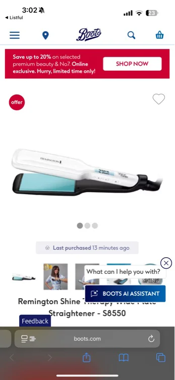 Remington Shine Therapy Wide Plate Straightener - S8550