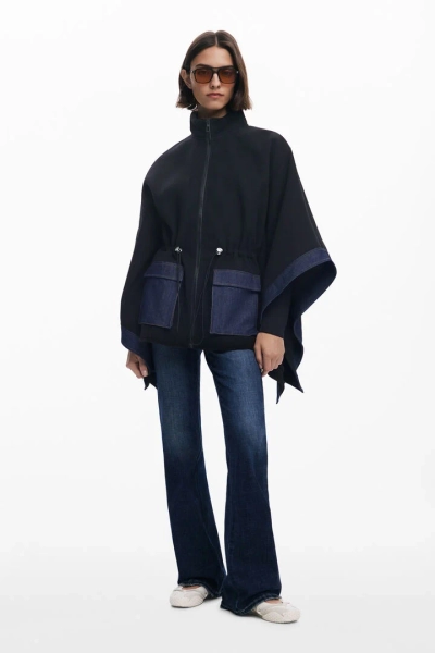 Poncho en denim combiné pour femme I Desigual.com