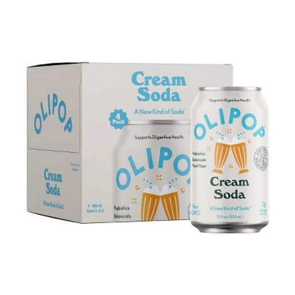 OLIPOP Cream Soda Prebiotic Soda - 4ct/12 fl oz Cans