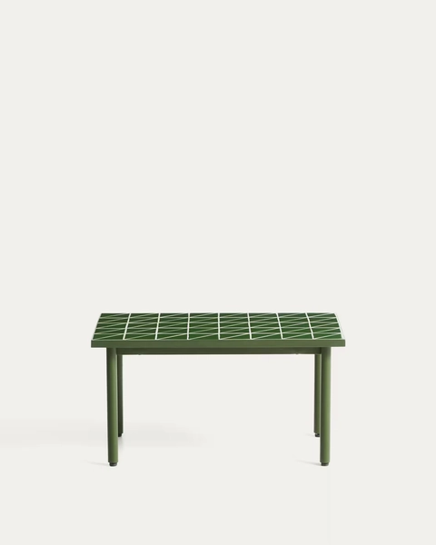 Maurina side table in green galvanised steel with ecru tiles 81 x 51 cm