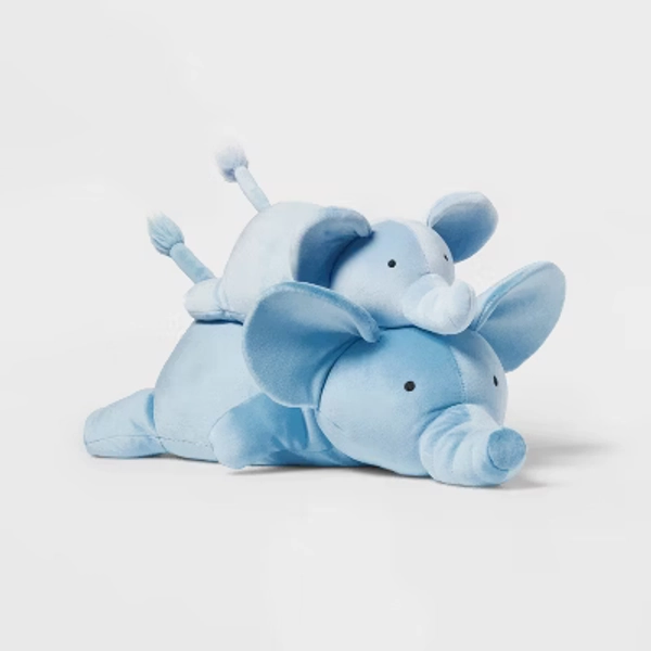Elephant and Baby Weighted Plush Kids' Throw Pillow Blue - Pillowfort™